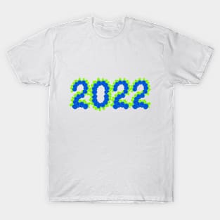 2022 formed with blue roses and green leaves T-Shirt